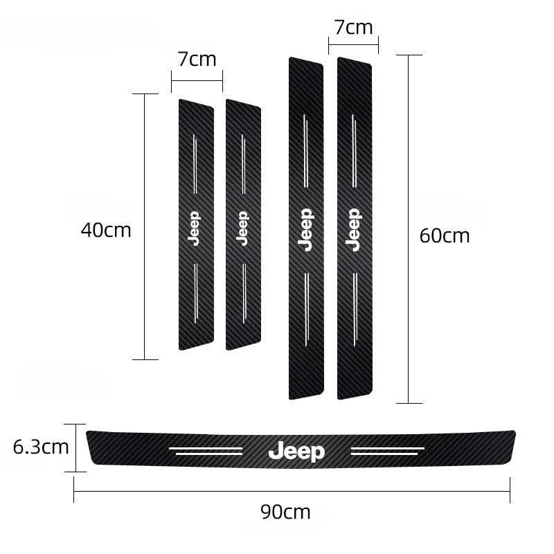 Carbon Fiber Door Sill Anti-Stepping Protector Sticker for Jeep Renegade | Leather-Look JEEP