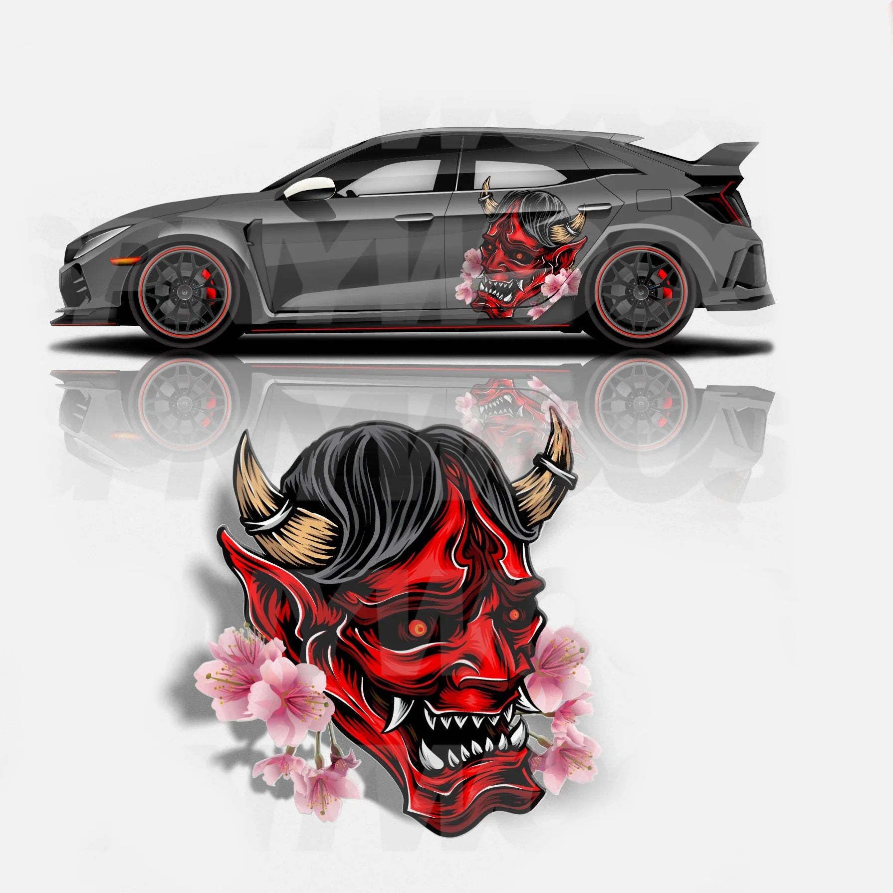 Samurai Ghost Anime Car Stickers - Japanese Car Decorations and Custom Vinyl Graphics