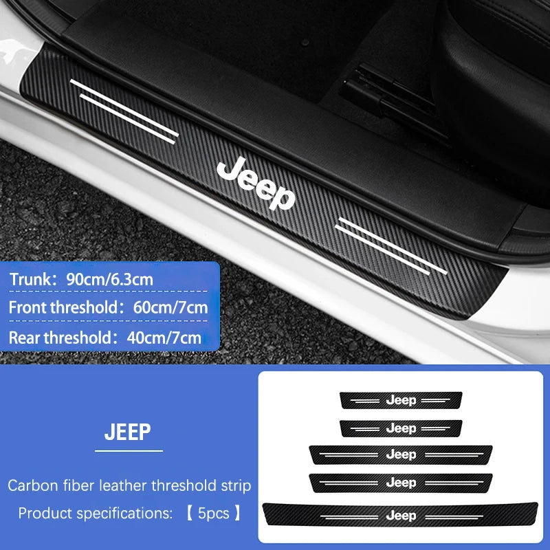 Carbon Fiber Door Sill Anti-Stepping Protector Sticker for Jeep Renegade | Leather-Look JEEP