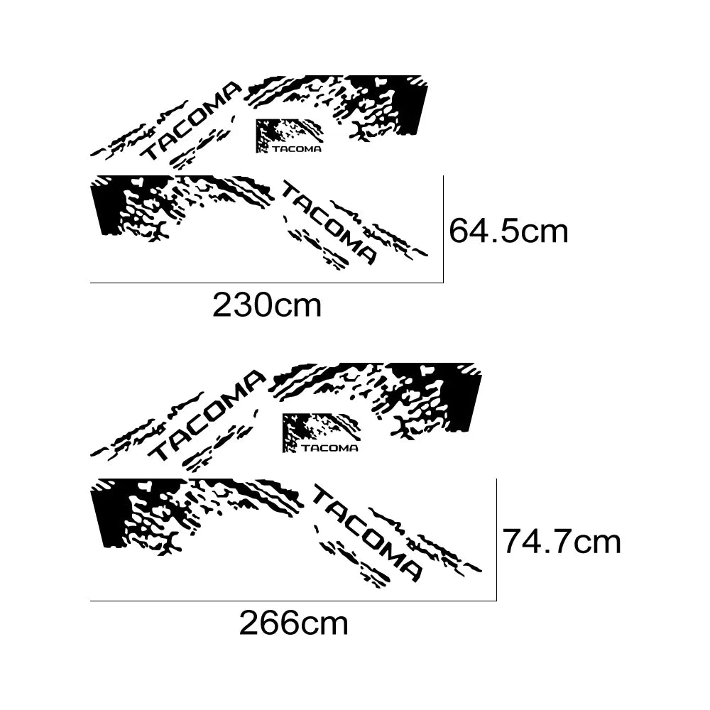 Splash Grunge Side Decal for Toyota Tacoma TRD SR5 | 5-Piece Matte Vinyl Film Kit