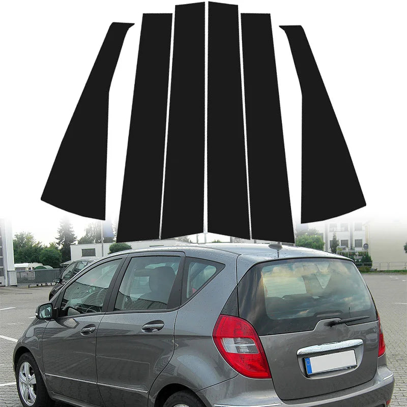 6pcs Window Door Column B C Pillar Post Cover Trim For Mercedes Benz A Class W169 5-Door Hatchback 2005-2012 Decoration Stickers