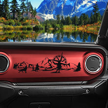 Cargar imagen en el visor de la galería, Jeep Wrangler JL &amp; Gladiator JT Dashboard Decal – Wolf, Mountain &amp; Compass Scene Vinyl Sticker (2018+)