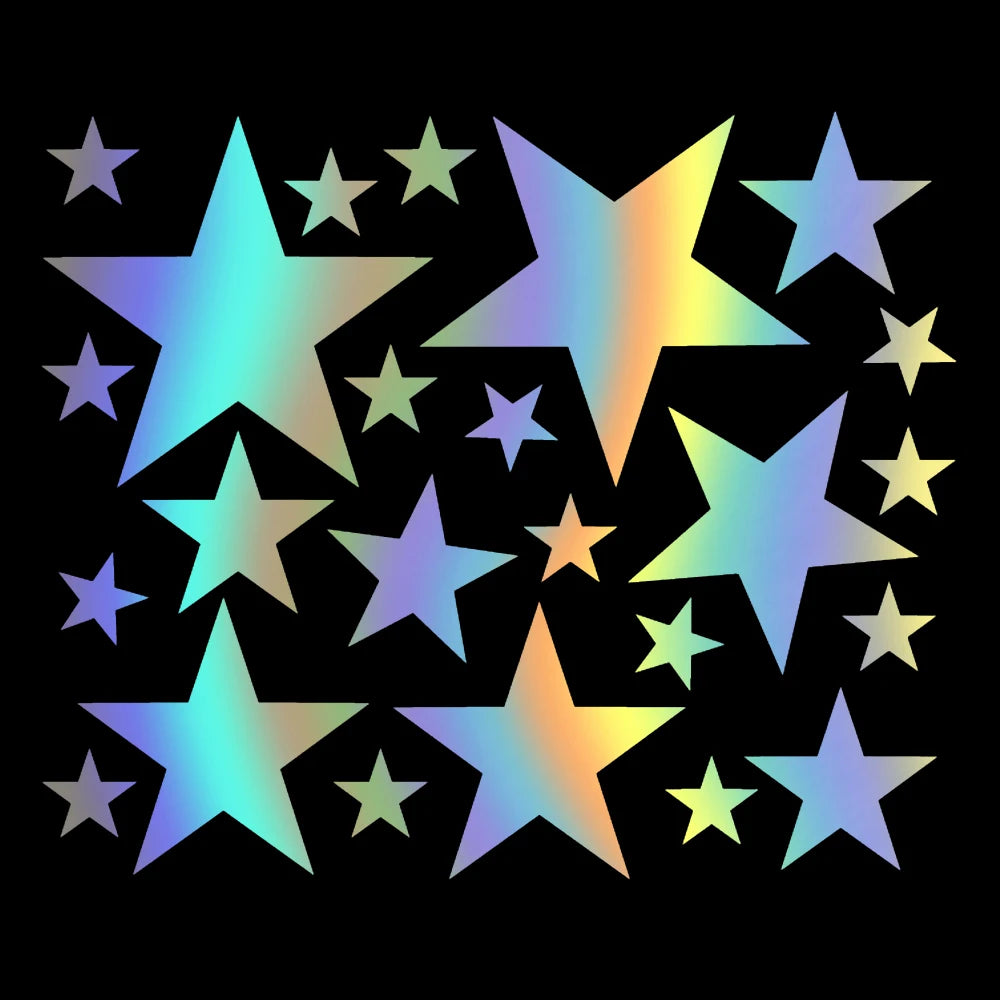 Star Pattern Car Decals | 24-Piece Waterproof Auto Tuning Vinyl Sticker Set for Bumper & Window