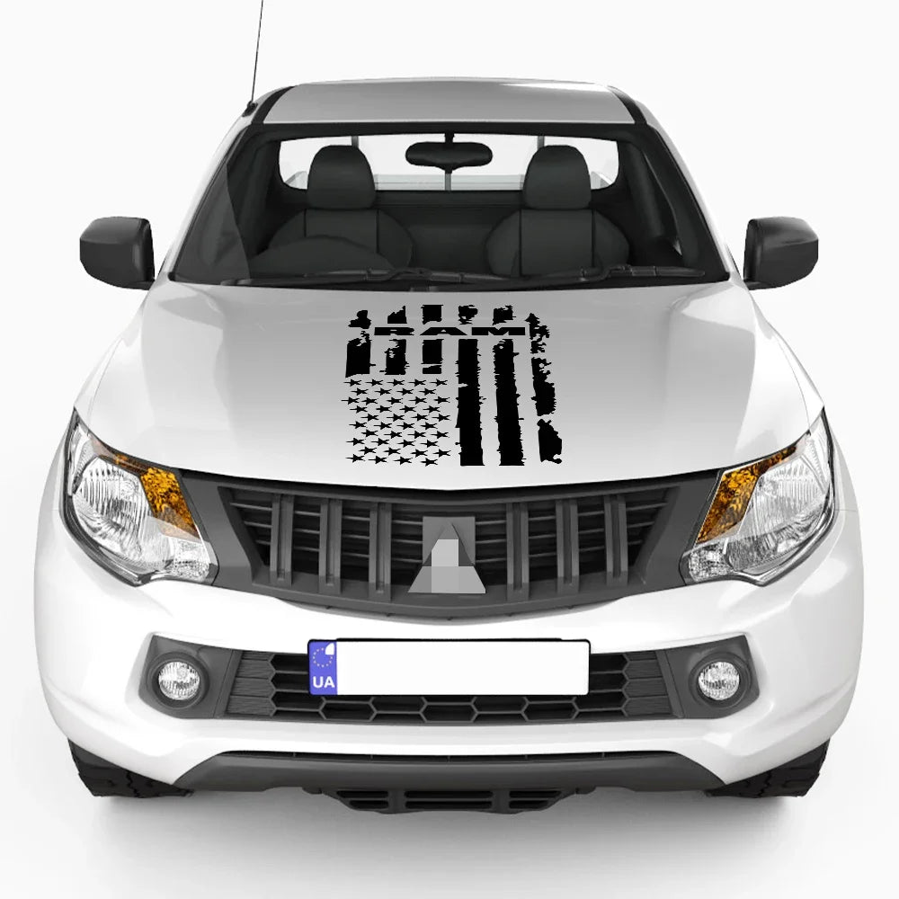 USA Flag Engine Hood Decal for Dodge RAM HEMI / Rebel / TRX | Bonnet Vinyl Graphic