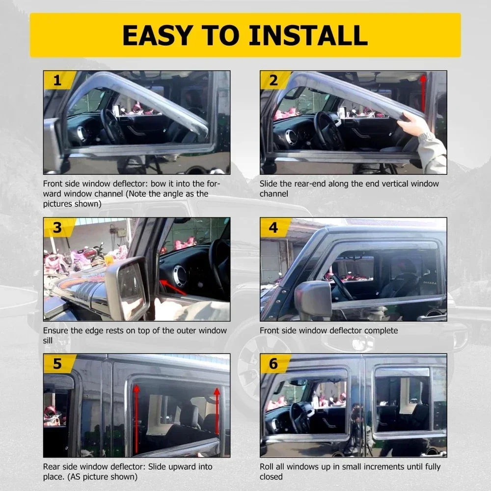 Side Window Deflectors Sun Visor Rain Guards for Ford F-150 / Trucks | 4-Piece Weather Shield