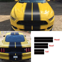 Hood, Roof & Trunk Stripe Decal for Ford Mustang EcoBoost / Shelby GT | PVC Racing Kit