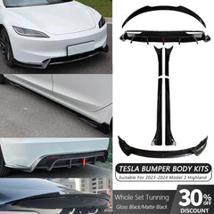 Full Body Kit — Bumper Lips, Diffuser & Spoiler for Tesla Models | Gloss Black & Carbon Tuning