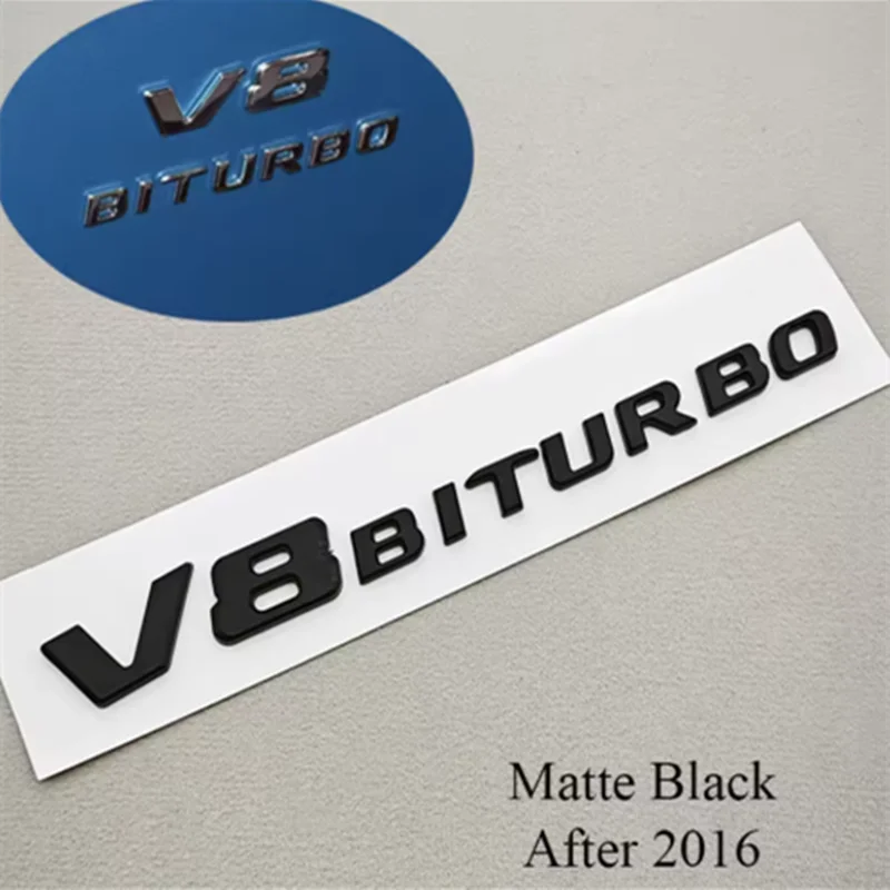 Chrome V8 BITURBO Fender Side Badge Emblem Decal for Mercedes-Benz AMG | Logo Sticker