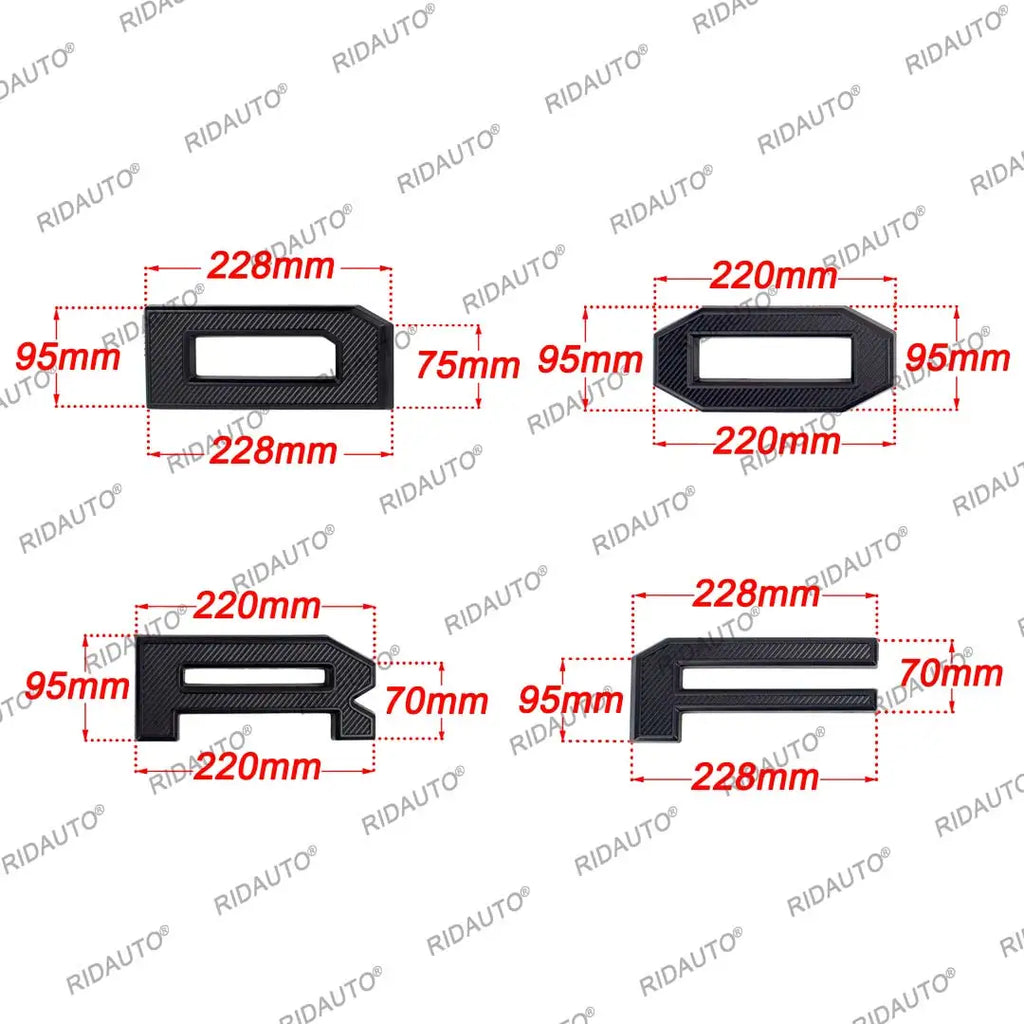 Raptor Grill 4-Letter Insert with White Stripe for Ford Raptor | Aftermarket Grille Letter Kit