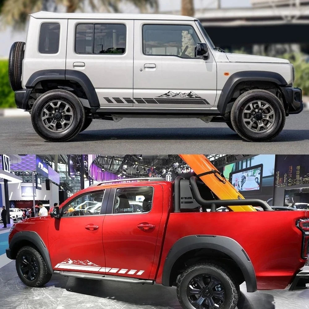 Mountain Peak Off-Road Vinyl Decal for Suzuki Jimny & Ford Bronco | 2-Piece Body Sticker