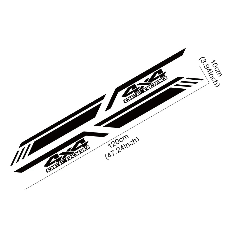 4x4 Off-Road Vinyl Decal for Cars & Pickup Trucks | 47.2" x 3.9" Body Graphic Sticker