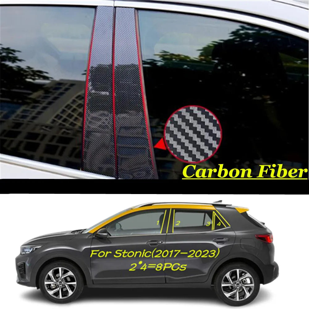 For Kia Stonic/KX1 2017 2018 2019 2020-2024 Car TPU/Glossy Mirror Pillar Post Cover Door Trim Window Molding Sticker Accessories