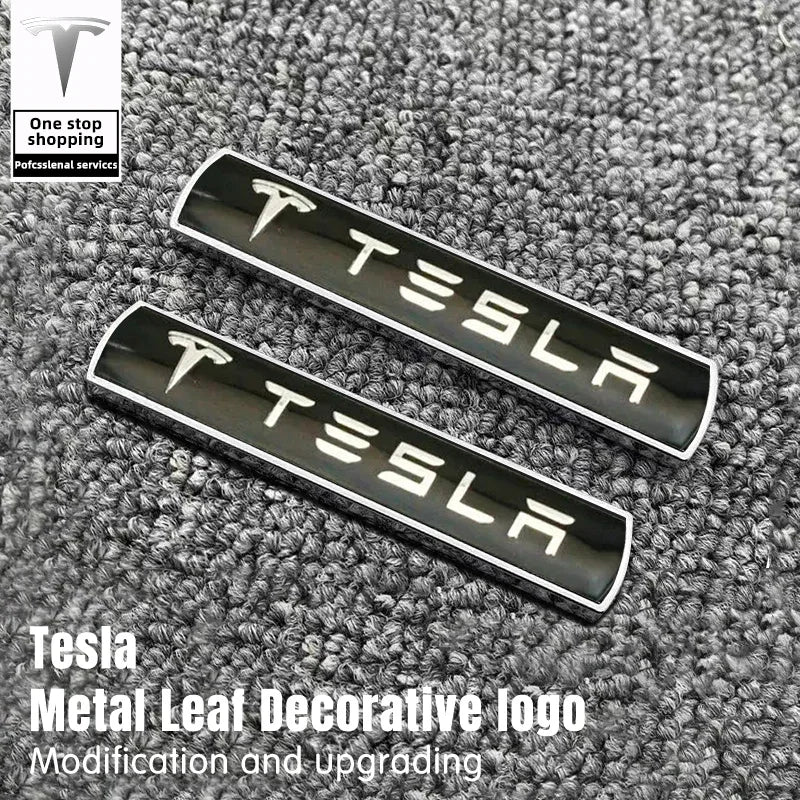 Suitable for Tesla Model 3/Y/Model S/X car leaf plate metal logo, trunk modification upgrade, logo, body labeling