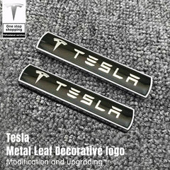 Suitable for Tesla Model 3/Y/Model S/X car leaf plate metal logo, trunk modification upgrade, logo, body labeling