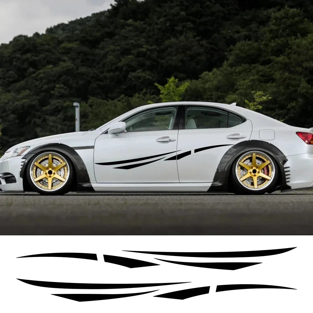 Door Side Skirt Stripe Decal | 2-Piece Self-Adhesive Color Change Vinyl Sticker for Cars & Trucks