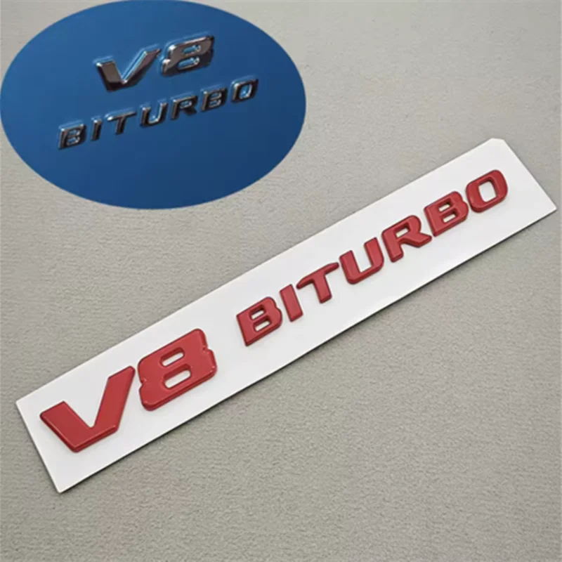 Chrome V8 BITURBO Fender Side Badge Emblem Decal for Mercedes-Benz AMG | Logo Sticker
