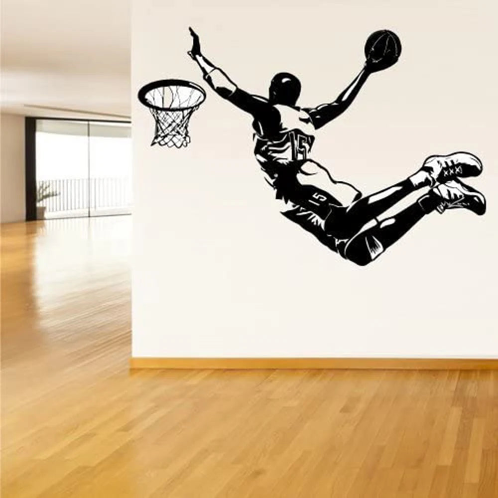 Large Basketball Dunk Wall Sticker - Sport Vinyl Decal for Boys' Room, Nursery, & Playroom Decor