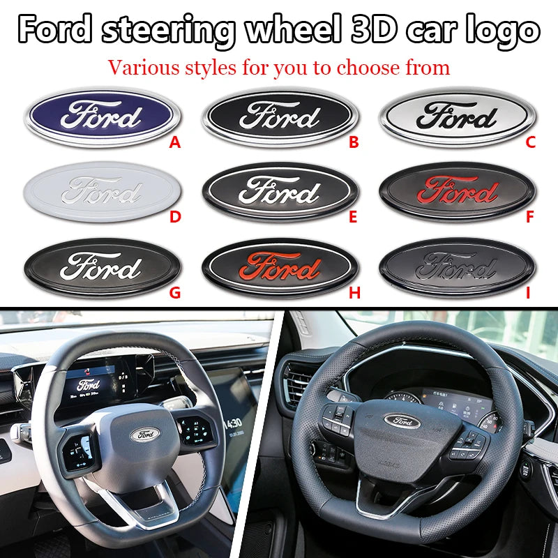 5.8cm Aluminum Steering Wheel Emblem Decal for Ford Focus / F-150 / Mondeo | Metal Badge