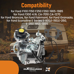 43mm 1-Barrel Carburetor for Ford F150 F250 F350 4.9L 4.1L 3.3L Engine Brand New Kit