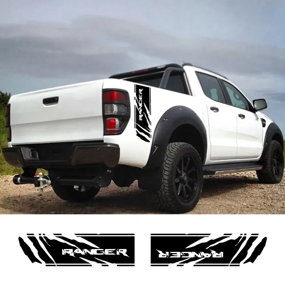 Rear Bed Side Stripe Decal for Ford Ranger Raptor | 2-Piece Vinyl Trunk Graphic