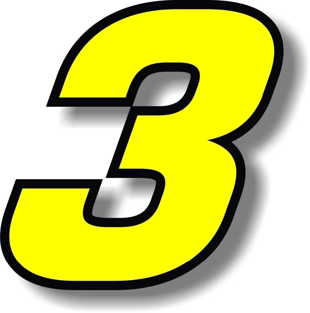 Number Sticker Invidual F155 Number Vinyl Sticker – Yellow Black Border | Digits 0–9 | 2 Sizes ...