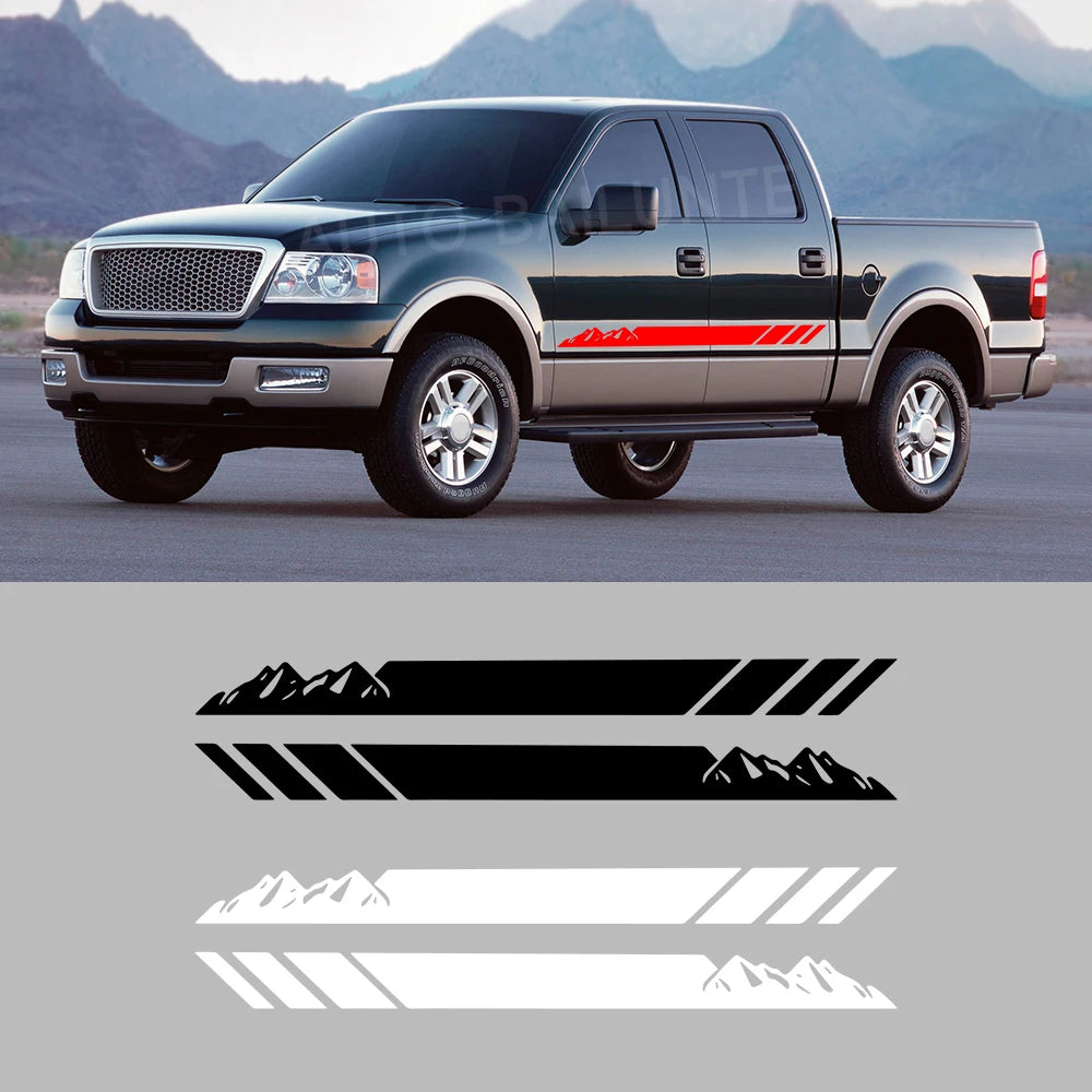 2PCS Mountain Stripes Car Door Stickers - Vinyl Side Graphics for Jeep Wrangler JL JK TJ (2007-2022)