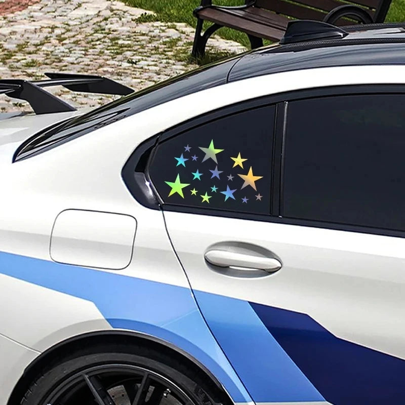 Star Pattern Car Decals | 24-Piece Waterproof Auto Tuning Vinyl Sticker Set for Bumper & Window