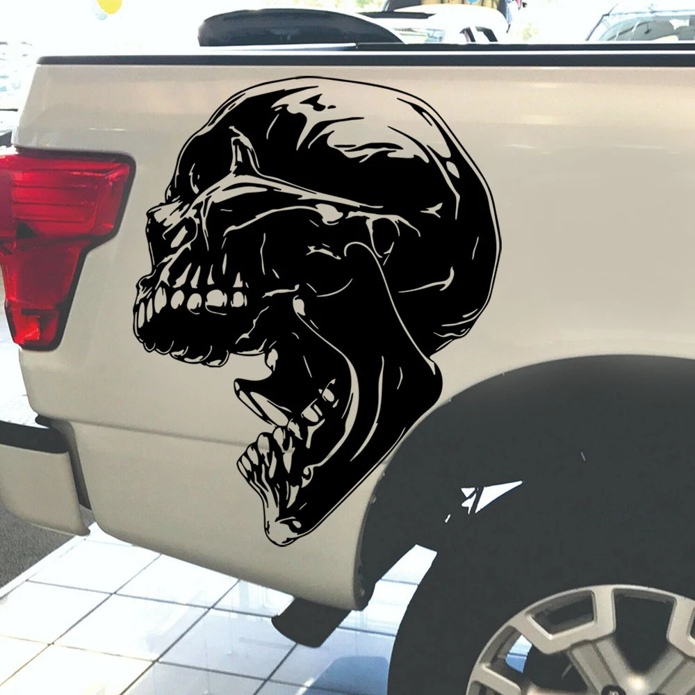 Sport Side Skull Demon Grunge Decal - Vinyl Graphic Sticker for Truck Bed, Pickup, and Tailgate