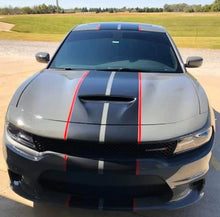 Cargar imagen en el visor de la galería, Twin Two-Tone Rally Stripe Body Decal for Dodge Charger (2005+) | Full-Body KK Vinyl Kit