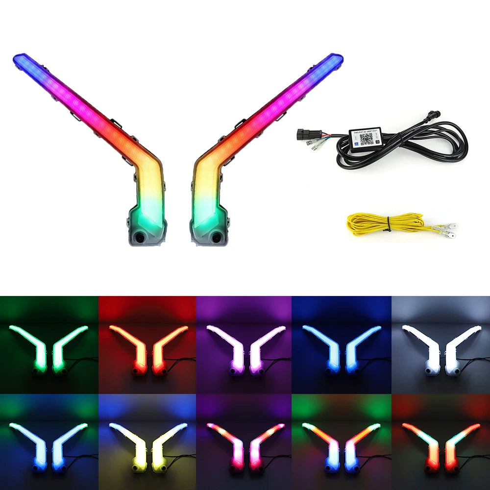 LED Front Turn Signature Light With RGB Flow Lights Chasing for UTV Can-Am Maverick X3 XDS XRS Max Turbo R 2017-2022