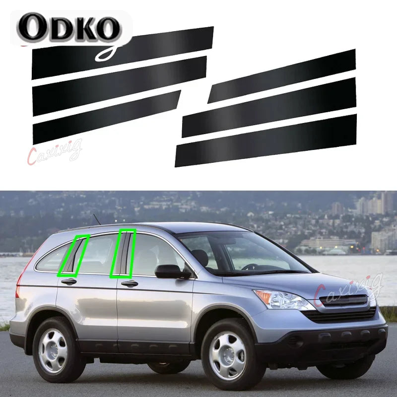For Honda CRV 2007 2008 2009 2010 2011 Car Door Window Pillar Posts Tirm Cover Stickers Exterior Decoration Parts Black