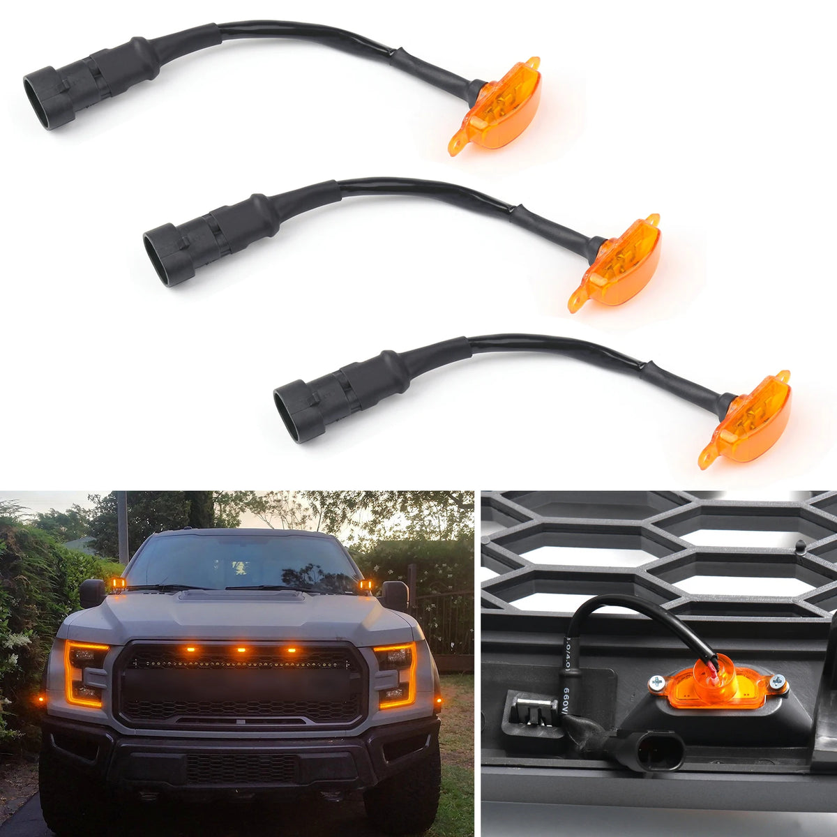 LED Light Kit for Ford F-150 Raptor-Style Grille (2015–2019) | 3-Piece Grill Light Bar