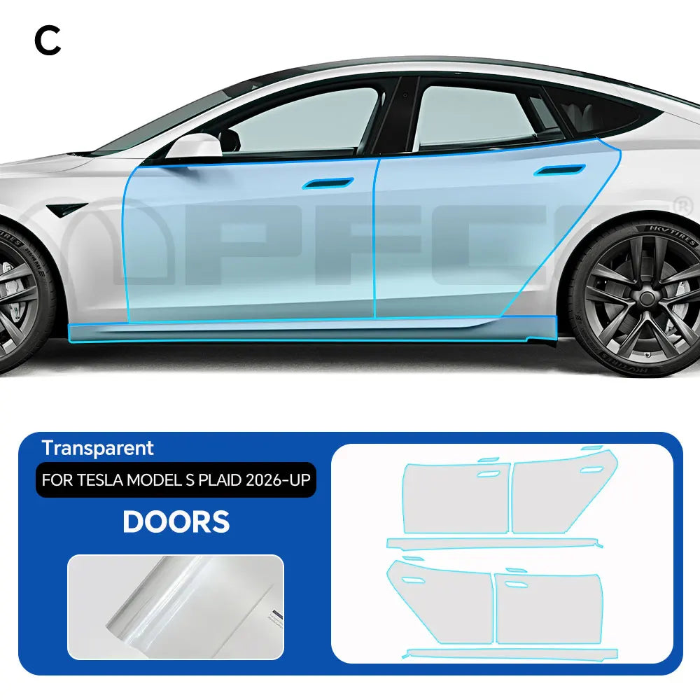 Precut PPF for Tesla Model S Plaid (2026+) | 9-Mil TPU Paint Protection Film Clear Bra