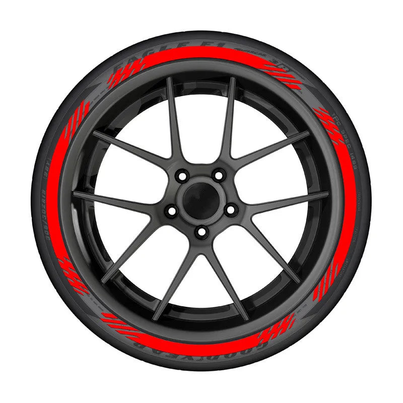 3D Tire & Rim Wall Blade Stickers | White/Red/Yellow OLPAY Tyre Decal