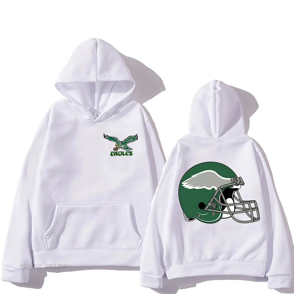 Philadelphia Eagles Hooded Sweatshirt | Autumn/Winter Fleece Vintage Pullover