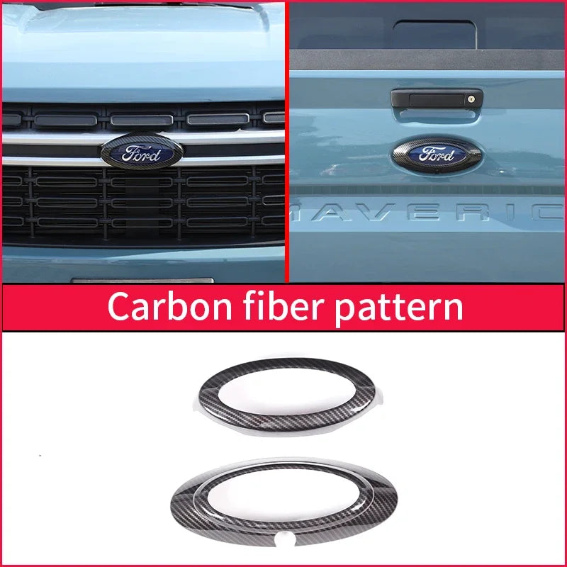 ABS Carbon Fiber / Black Logo Decoration Ring for Ford Maverick (2022+) | Front & Rear Cover