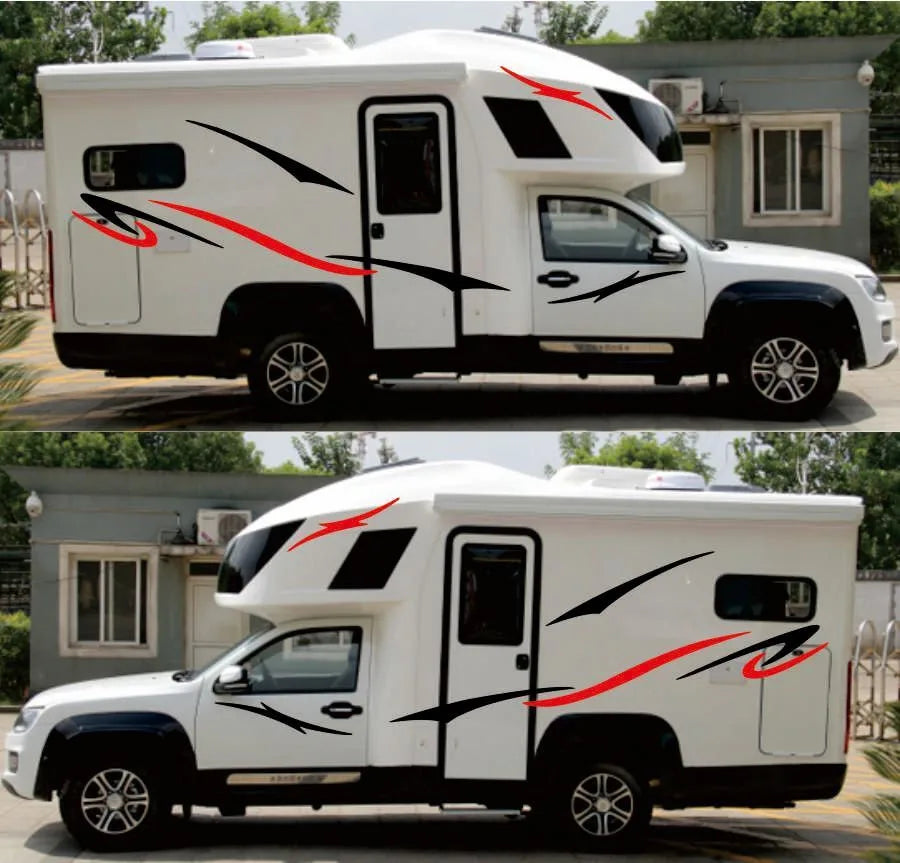 Two Side RV Stripes Vinyl Graphics - Decals for Travel Trailers, Caravans, and Camper Vans