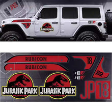 Load image into Gallery viewer, Jurassic Park-Style Dinosaur Hood &amp; Fender Decal for Jeep Wrangler JL (2018–2023) | Blackout Vinyl Kit