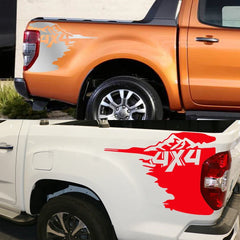 Universal 4x4 Side Bed Splash Decal | Fits Ford F-150, Toyota Hilux, Dodge RAM, Isuzu D-Max, Mitsubishi L200 & More
