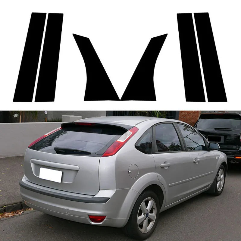 6Pcs for Ford Focus Sedan/Hatchback 2005 2006 2007 2008 2009 2010-2014 Car Door Window Trim Pillar Posts Decorative Cover Trim
