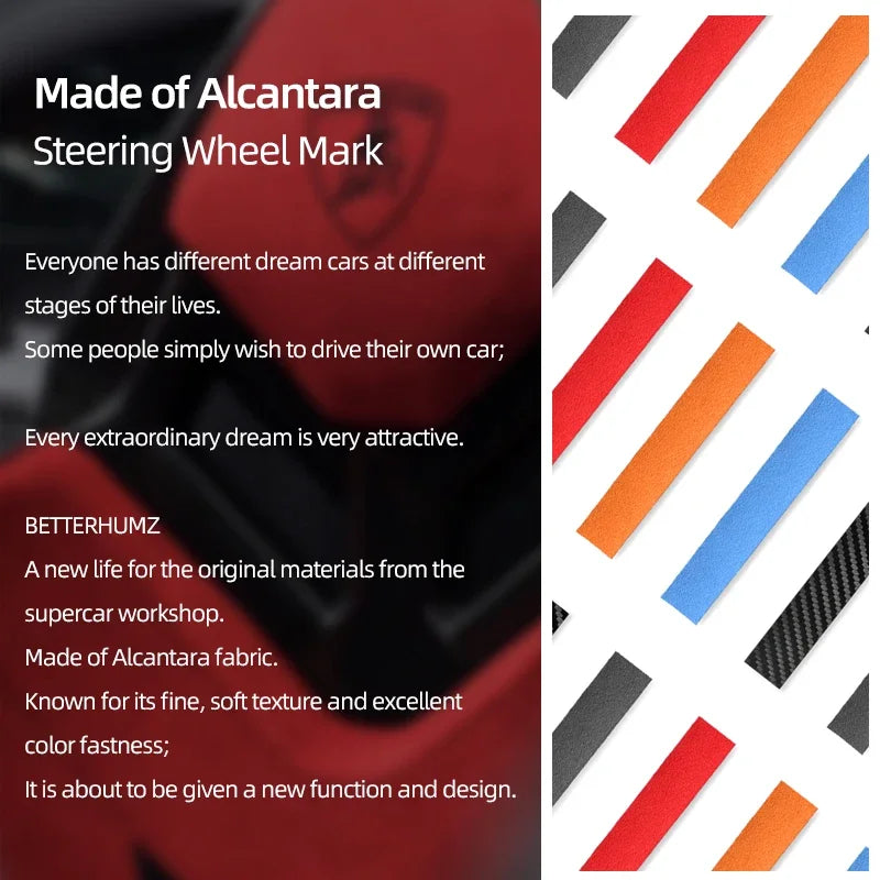 Made of Alcantara For Ford F-150 SVT Raptor 2015-2020 Steering Wheel Center Line Top Marker Trim Sticker Car Interior Accessory