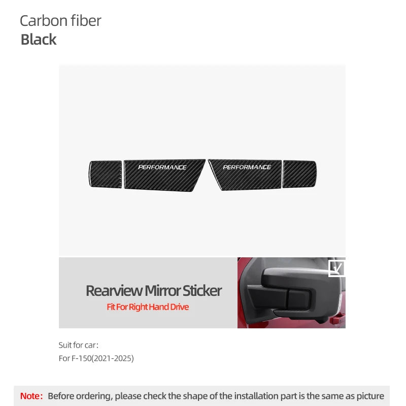 Real Carbon Fiber Rearview Mirror Trim for Ford F-150 SVT Raptor (2021–2025) | BetterHumz LHD/RHD