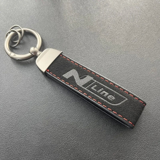 Luxury Suede Leather Keychain for Hyundai N Line | Premium Key Ring for Elantra, Veloster, Sonata, and More