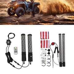 2pcs  Spiral RGB LED Whip Light 10 Speed Settings 300 Patterns Sound Activated Chasing Whip Lights for RZR UTV ATV Off Road