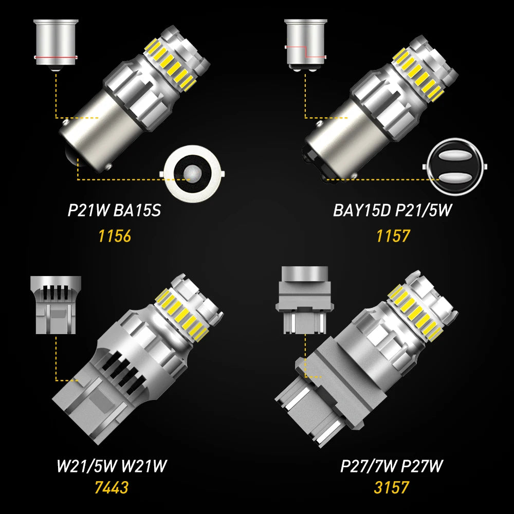 AUXITO BA15S P21W 7443 W21/5W Canbus LED | 2pc Parking DRL Brake