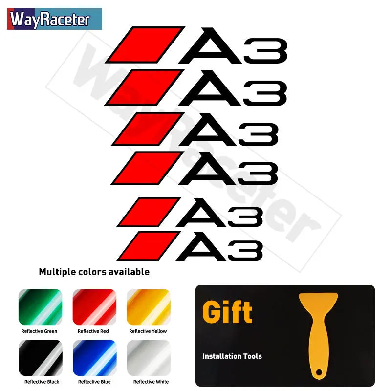 Audi Brake Caliper Decal Set – High-Temp Reflective Vinyl | A3 A4 A5 A6 A7 A8 Q2 Q3 Q5 Q7 Q8 TT TTS S-Line (6 Pcs)