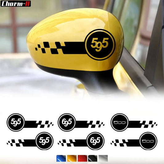 2PCS Reflective Racing Mirror Stripes - Vinyl Decal Graphics for Fiat Abarth 500, 595, 695