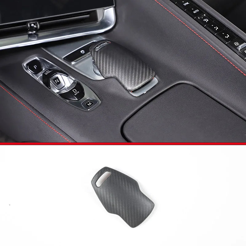 Real Carbon Fiber Cover For Chevrolet Corvette C8 2020 2021 2022 2023 Car Console Gear Shift Button Sticker Accessories