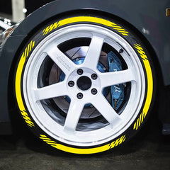 3D Tire & Rim Wall Blade Stickers | White/Red/Yellow OLPAY Tyre Decal
