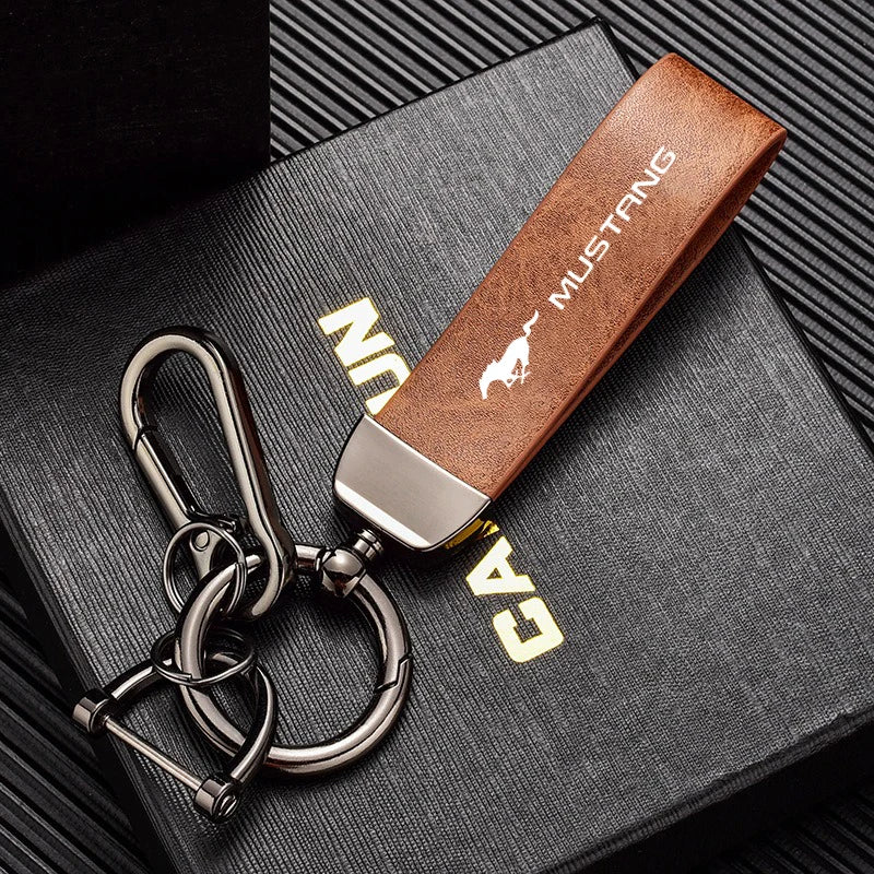 Leather Alloy Keychain Keyring Pendant for Ford Mustang / Fiesta / Focus / Mondeo | Gift